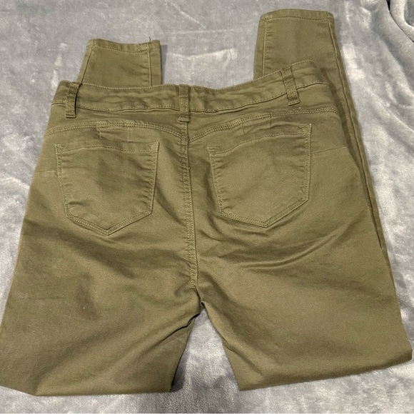 Wax Jean 5 Pocket Olive Green Skinny Pants - Picture 3 of 7